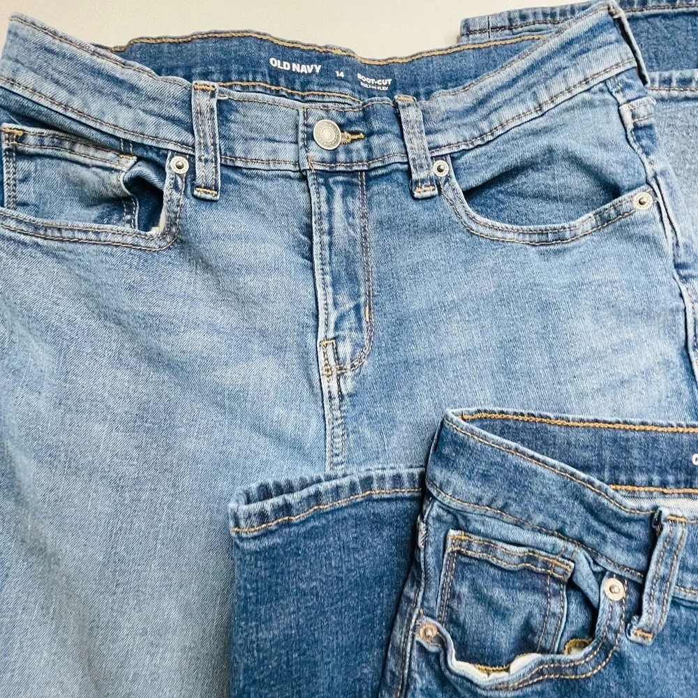 Old Navy Kids Jeans Lot 3 Pairs Size 14 Boys Skinny Bootcut Straight Blue Denim